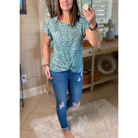 ❤️‍🔥Flutter Sleeve Small Leopard Print Mint Green 5020 - Picture 14 of 16
